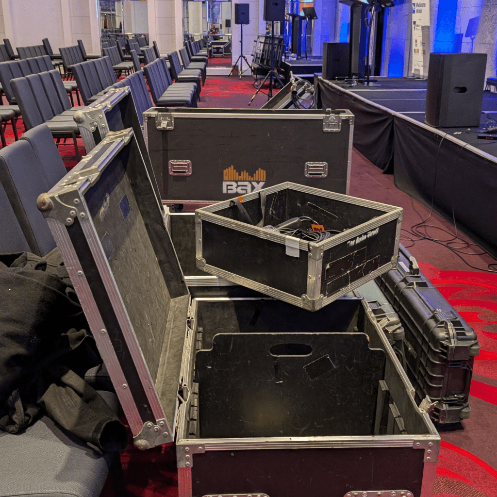 Bax AV technical team during event bump-in